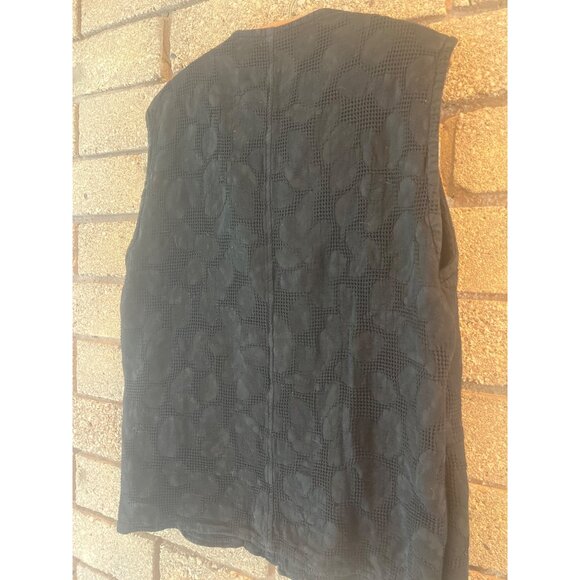 Handmade Black Textured Button-Up Sleeveless Vest By Eucalyptus XL Cotton Made I - Picture 7 of 8